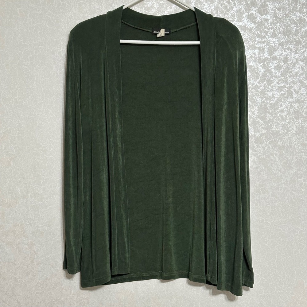 Made in Heaven Solid Olive Green Cardigan Open Front Lightweight Comfy Stretch S